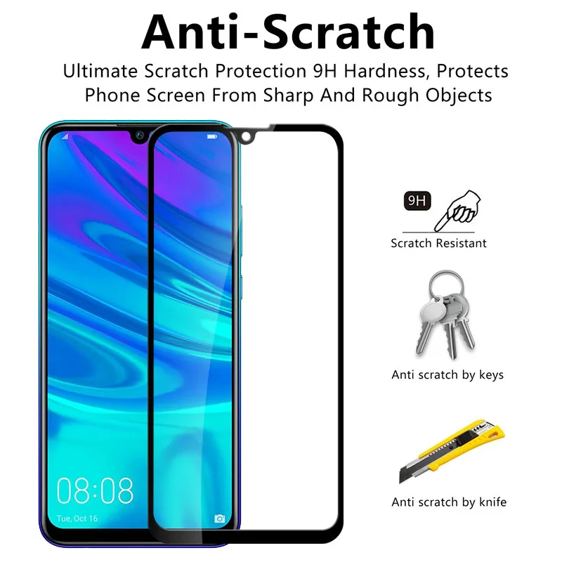 Взрывобезопасное закаленное стекло для Huawei Y6 2019 Y7 Prime Pro полная стеклянная