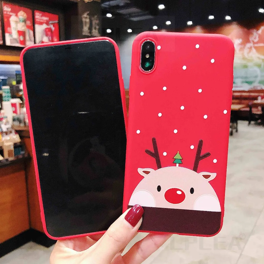Рождественский мультяшный противоударный чехол для телефона для iPhone 11 чехол XR 7 8 Plus X подарок мягкий чехол для iPhone 11 Pro XS Max 6 6s Plus 5S SE