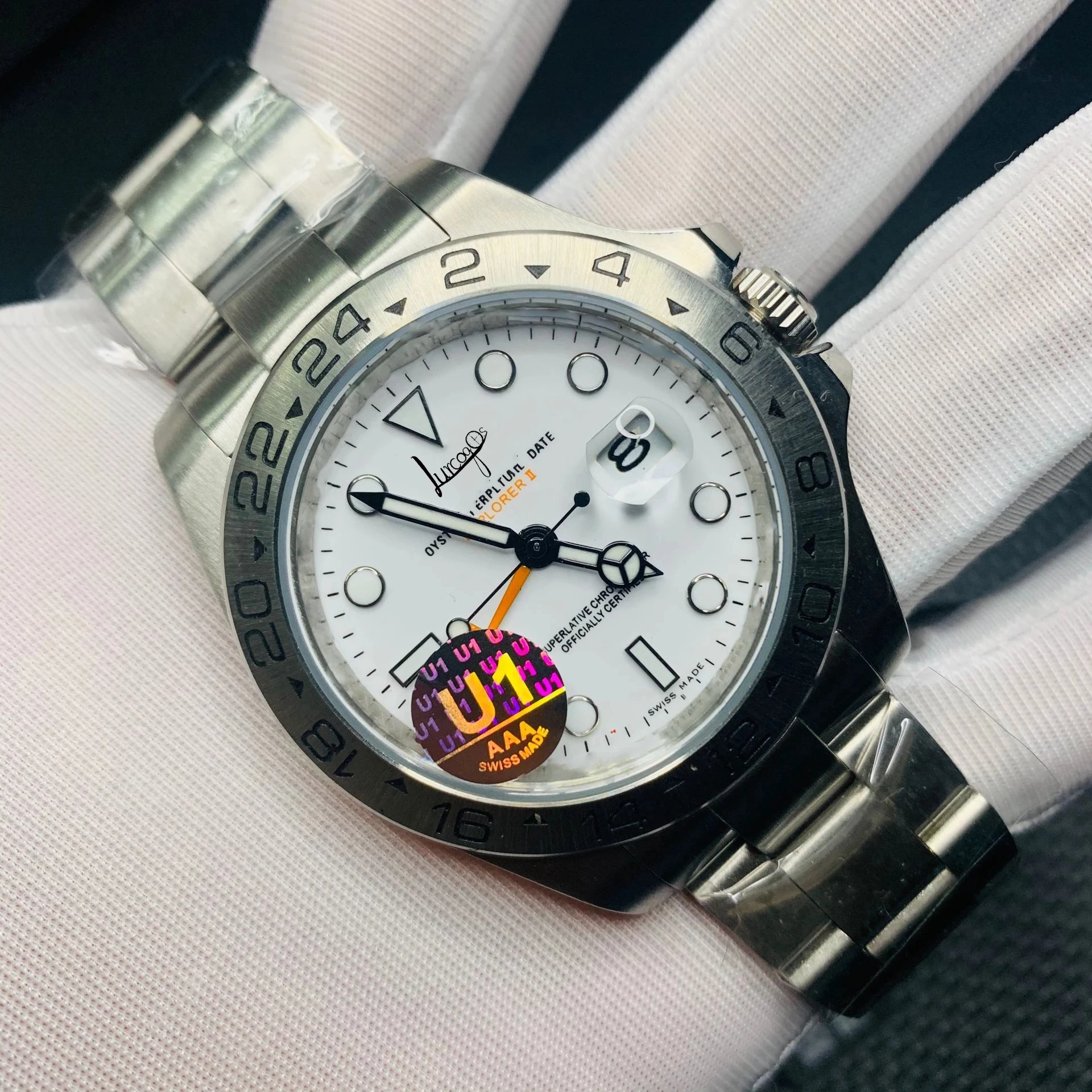 

AAA Wholesale Men's Watch EXP Gmt White Dial Men's Date Sports Watch Men's Watch Stainless Steel Folding Clasp u1