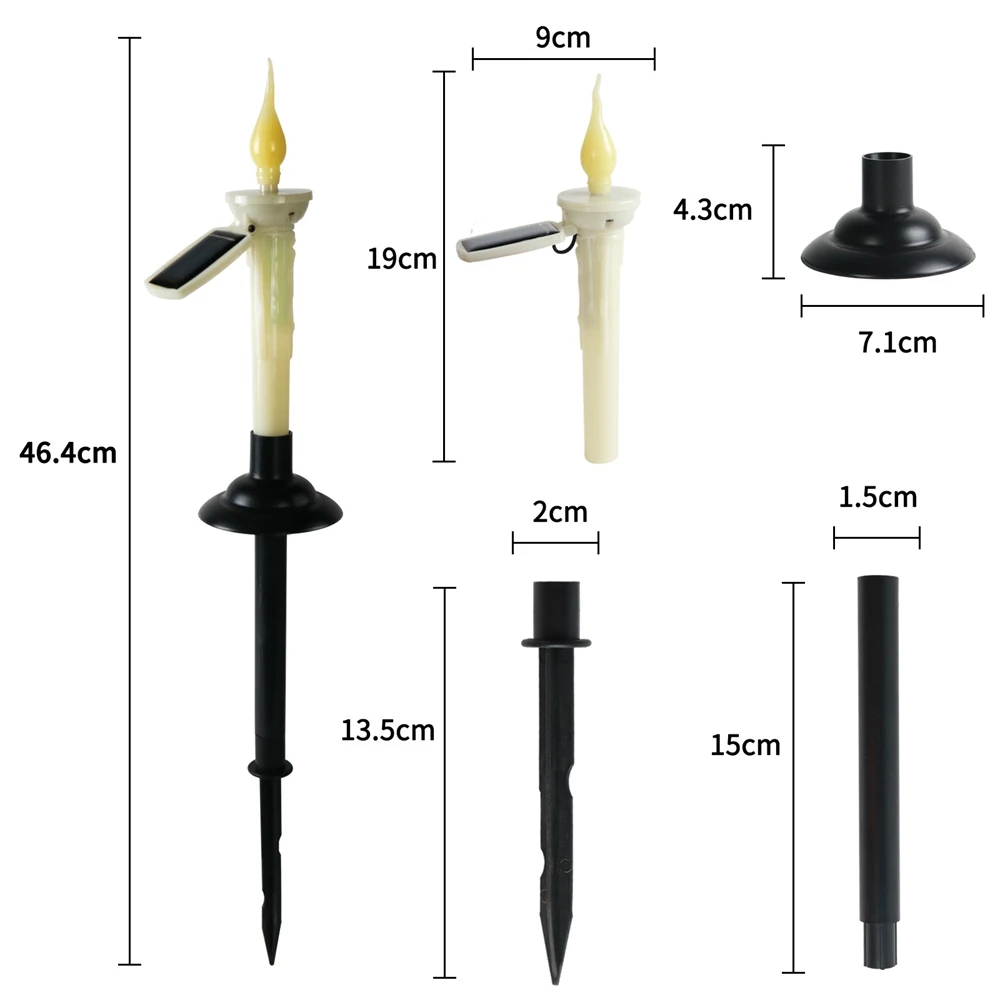 

4pcs Solar Lawn Light Set Outdoor Waterproof LED Solar Stake Light Decoration Candle Night Lamp for Garden Yard