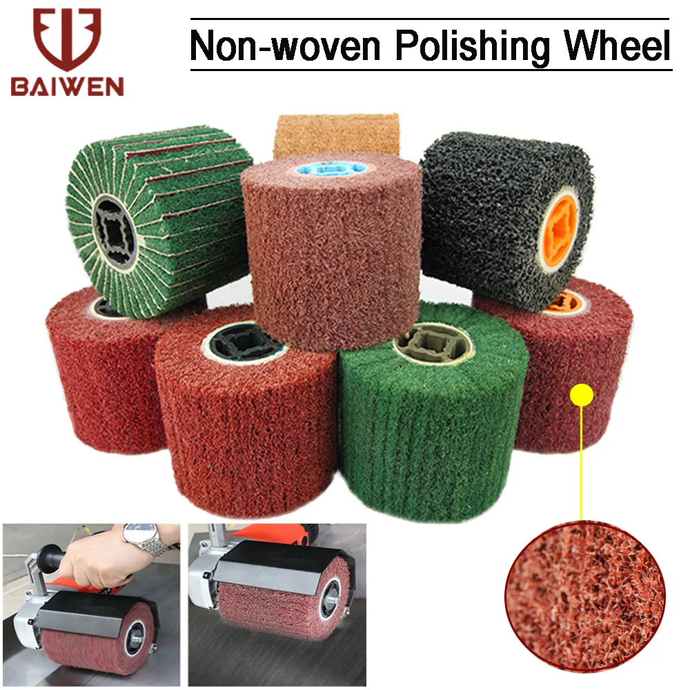 

100mm x 120mm Non-woven Wire Drawing Polishing Wheel Nylon Abrasive Flap Wheels for Stainless Steel 60-600 Grit 1pieces