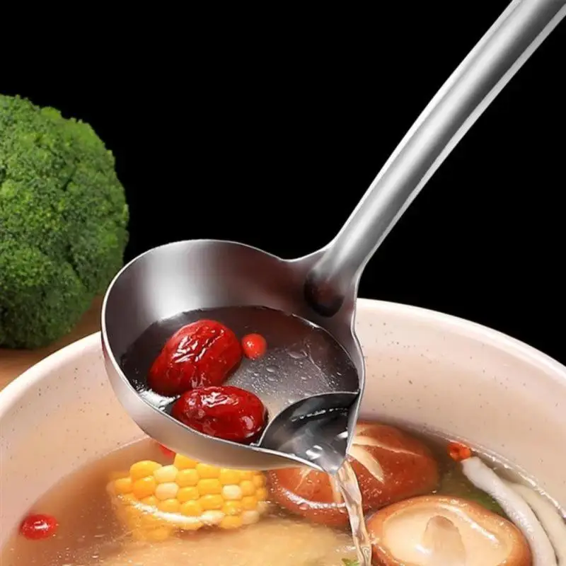 

Stainless Steel Scoop Filter Long Handle Soup Oil Separator Kitchen Colander Filtering Spoon Cooking Colander Kitchen Tools