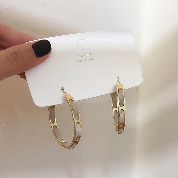 2019 Модные Преувеличенные уличные серьги в стиле хип хоп кожаные металлические