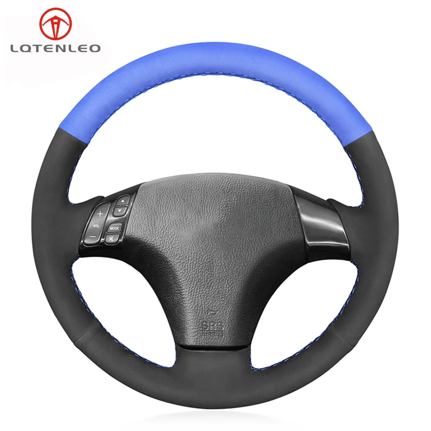 

LQTENLEO Black Blue Suede Car Steering Wheel Cover For Mazda 3 2003-2012 Mazda 5 Mazda 6 Mazda 8 2004-2010 Mazda MPV 2004-2006