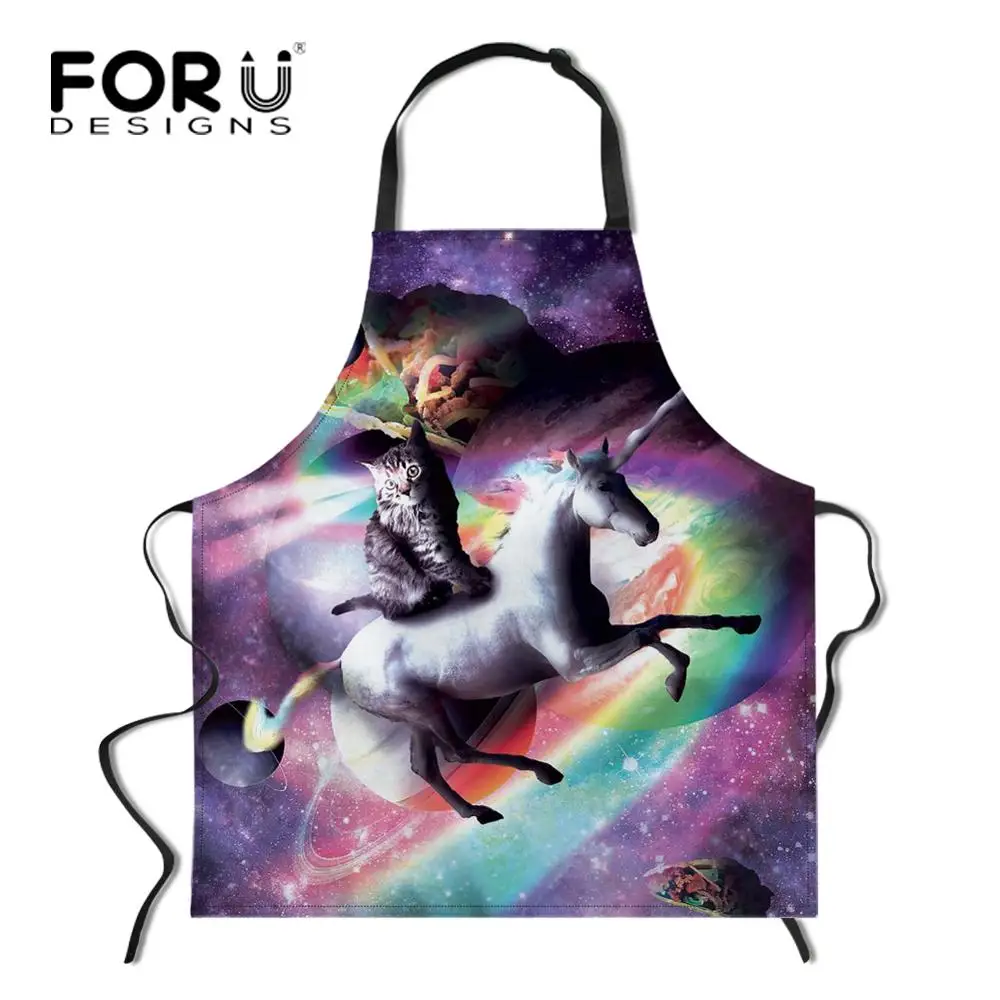 YY0084R FORUDESIGNS/Космический Galaxy Cat кухонный фартук в стиле унисекс Регулируемый поварский фартук без рукавов для приготовления барбекю - Цвет: YY0084R