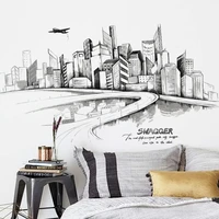city wall stickers black and white abstract wall art teen bedroom living room decoration aesthetic home office decor wallpaper
