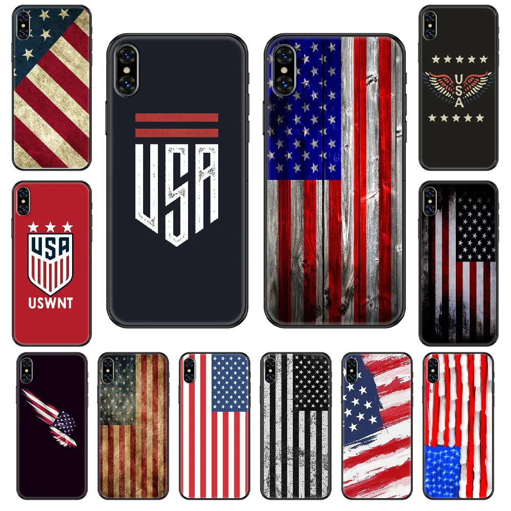 Американский флаг США чехол для телефона iphone 4 4s 5 5S SE 5C 6 6S 7 8 plus X XS XR 11 PRO MAX 2020 черный