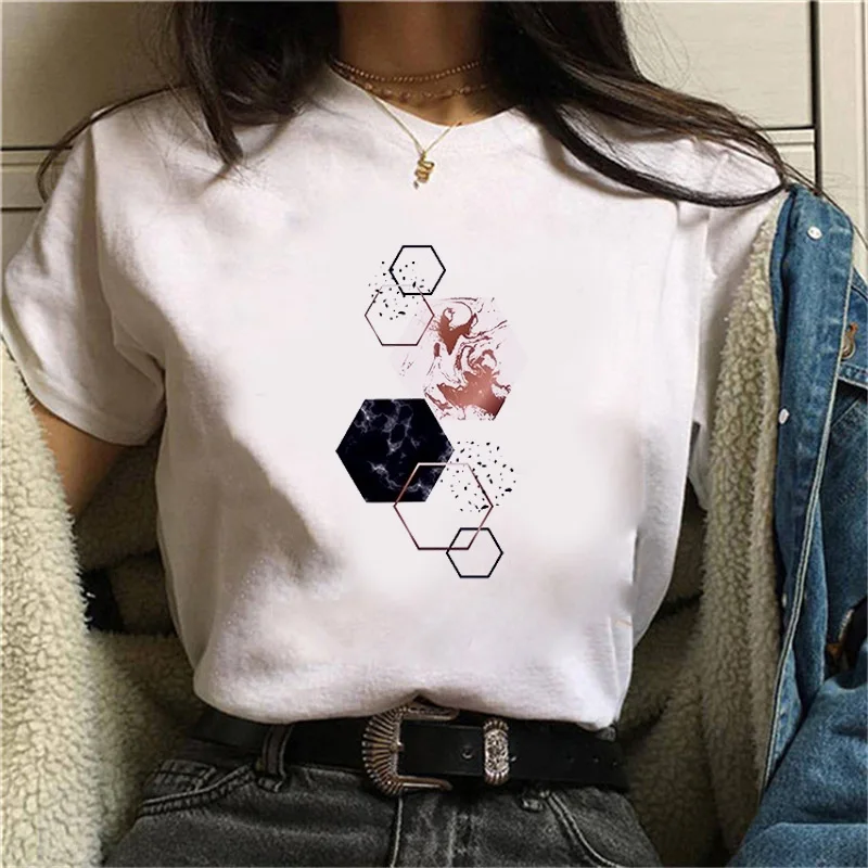 

Women's t-shirt Beautiful Geometry Printed 90s Graphic T-shirt Harajuku Tops Casual Funy Tee Cute Short Sleeve Female T shirts