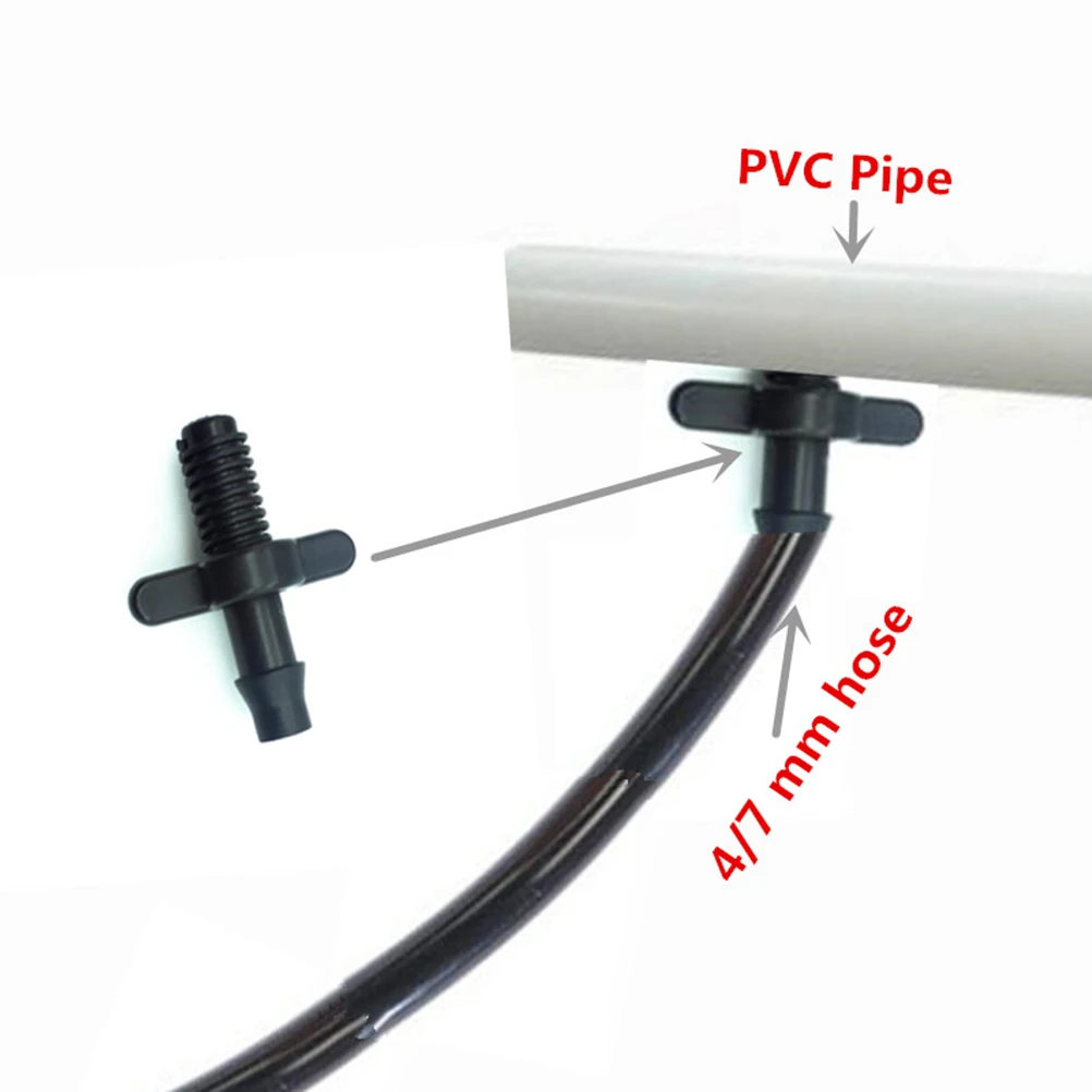 

50pcs Barb And Garden 4/7mm Splitter Adapter Connector Irrigation Hoses Pvc Fittings 6mm Thread Cooling Plant Watering Wholesale