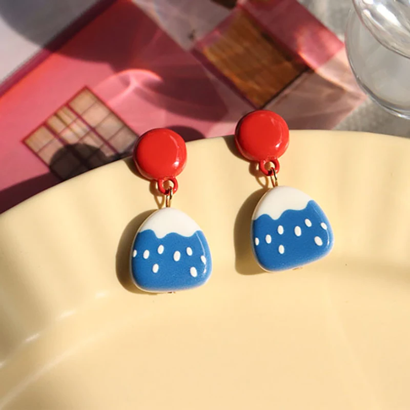 Winter Ice Cream Snow Mountain Stud Earring for Women Handmade Resin Colorful Simple Dating Jewelry 2022 Trend Korean Earring
