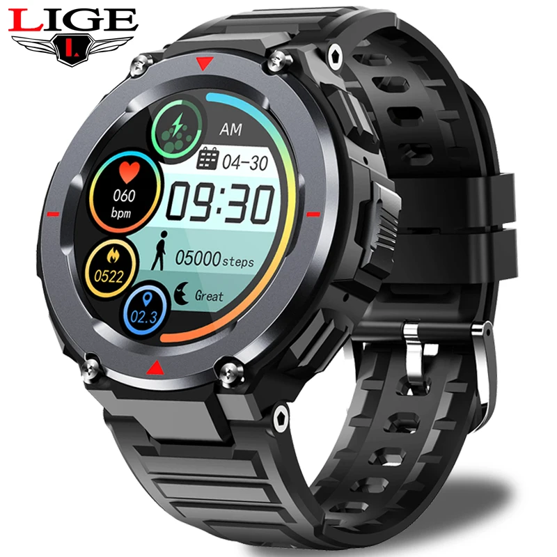 

LIGE 2021 New Smart Watch Men Full Touch Screen Sports Fitness Watch Waterproof Bluetooth Call For Android iOS Smartwatch Mens