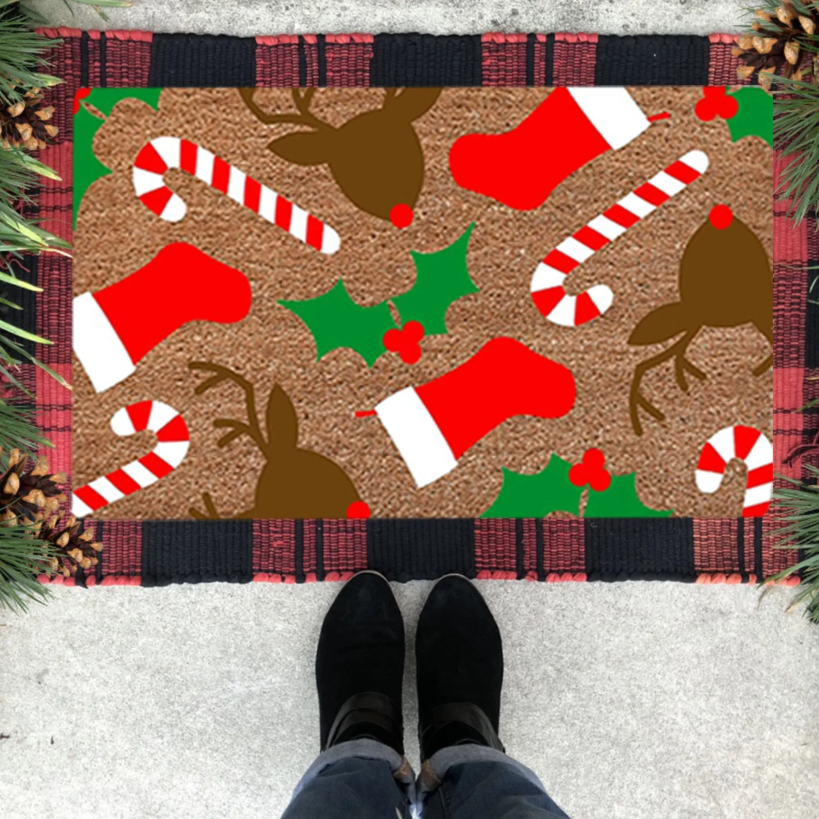 Christmas Mat Santa Doormat Ornament Personalized Front Doormat Decoration For Home Bathroom Kitchen Beddroom Noel Decor