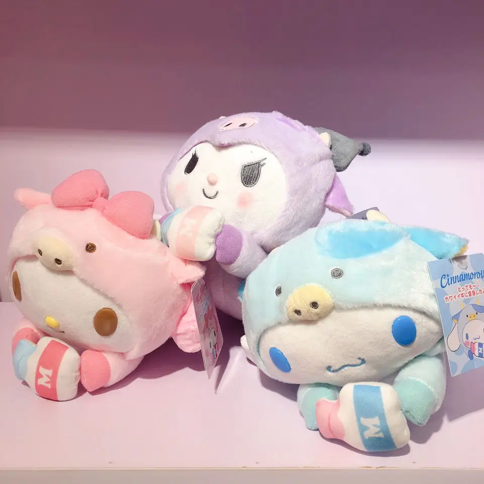 

Kuromi Melody Plush Toys Cinnamon Dog Lying Posture Cow Plush Doll Toy Cute Girl Cartoon Plush Doll
