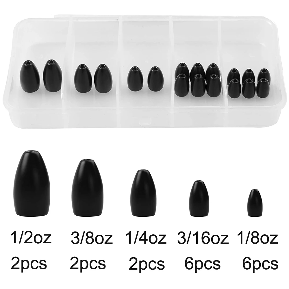 Черные рыболовные грузила s вольфрамовые пулевидные черви для Техасского Рига