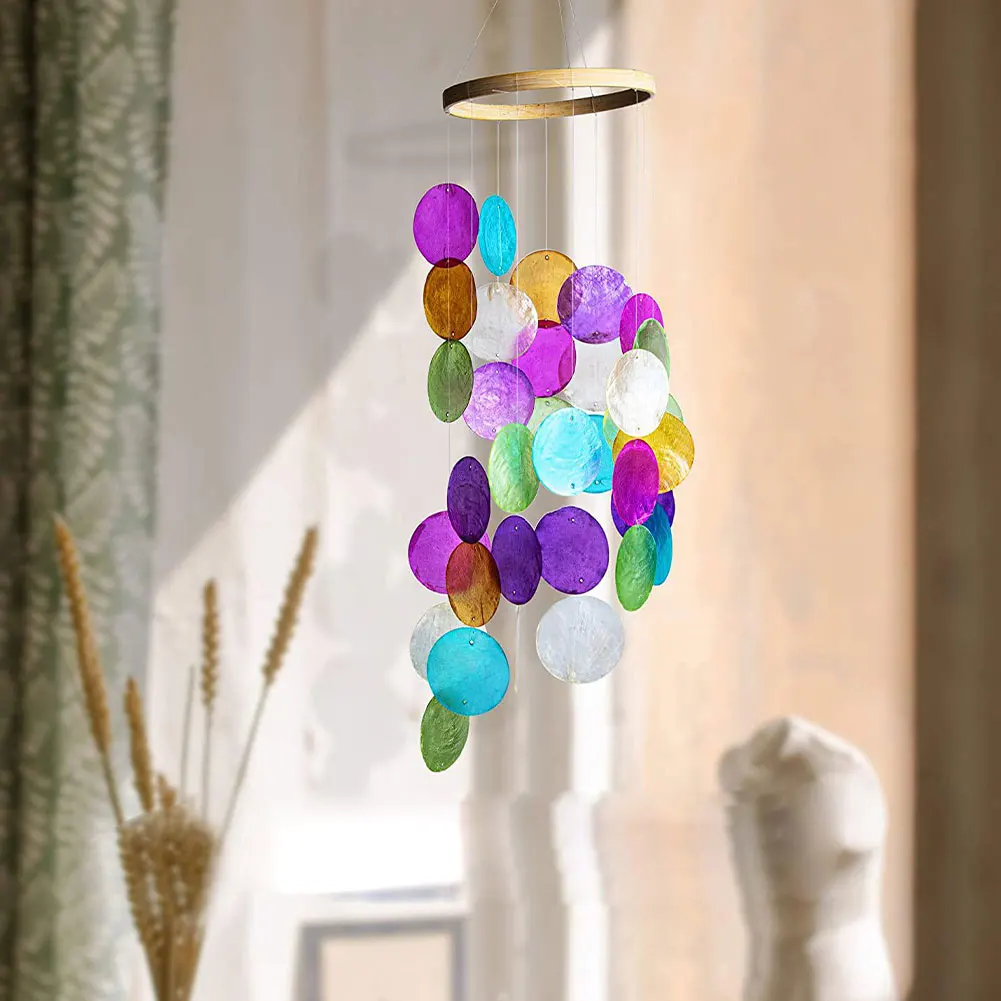 

Shell Wind Chimes Colorful Outdoor Memorial Hanging Decoration For Window Balcony Handmade Car Hanging Room Decor Crafts