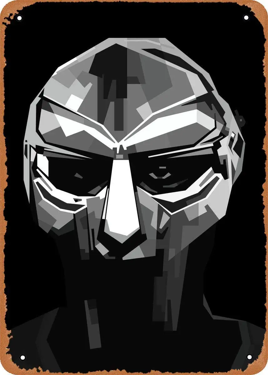 

Rapper MF Doom bw Plaque Poster Metal 8" x 12" Vintage Retro Wall Decor