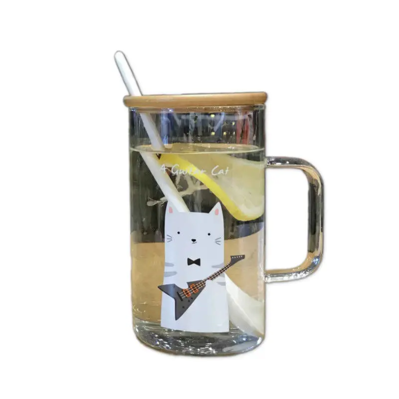 Милая творческая большая емкость стеклянная термостойкая Питьевая чашка