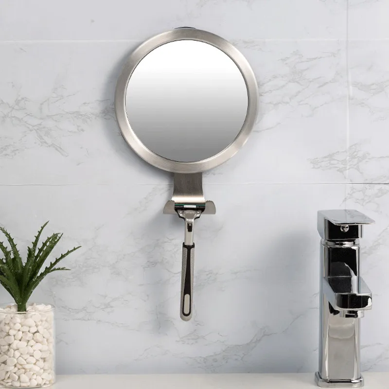 

Bathroom Anti-fog Mirror Powerful Suction Cup Bath Shower Mirrors Wall Mounted Make Up Man Shaving Mirror With Shaver Holder