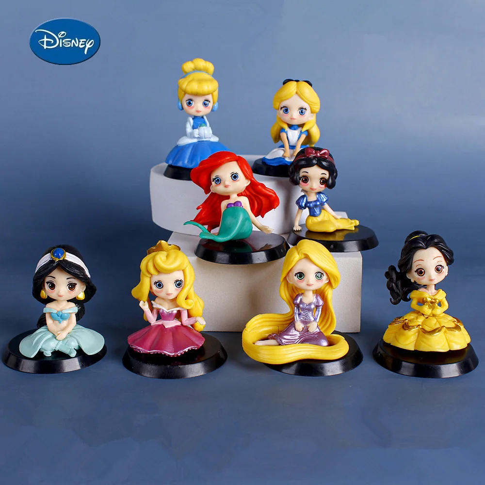 

8Pcs/Set Disney Princess Figure Toys Snow White Belle Mermaid Rapunzel Ariel Cinderella PVC Model Dolls Birthday decorate Toys