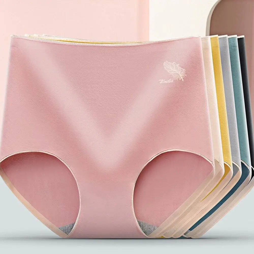 

Sexy Fitness High-waist Feather Cotton Graphene Crotch Panties Breathable Lingerie Seamless Briefs Women Underwear