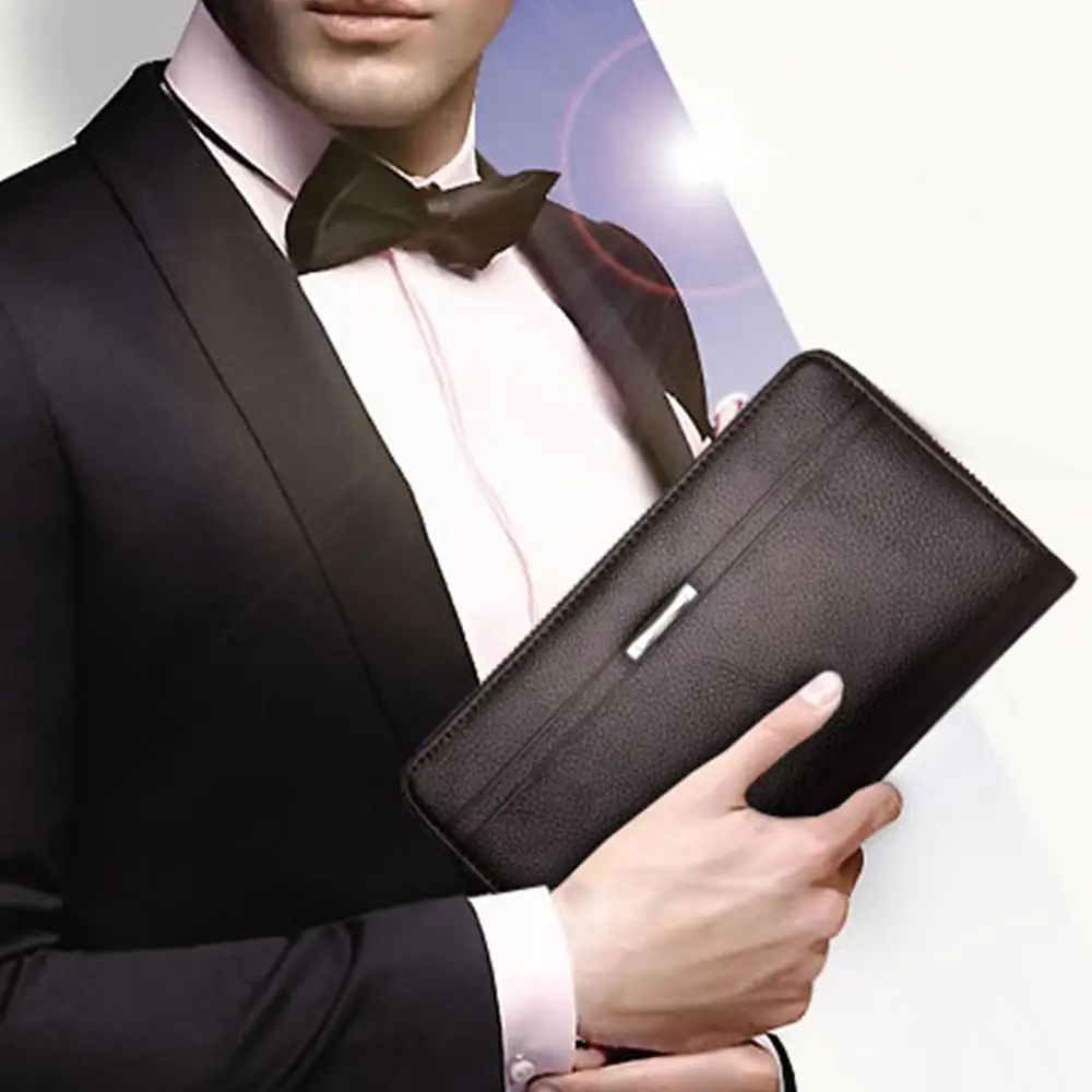 Мужской двухслойный кошелек из искусственной кожи на запястье клатчи держатель
