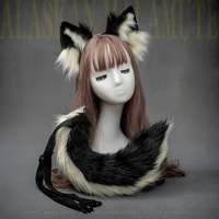 anime fox tail and ears set japan animal cosplay tail furry wolf fox ear headband hairpin plush for masquerade halloween costume