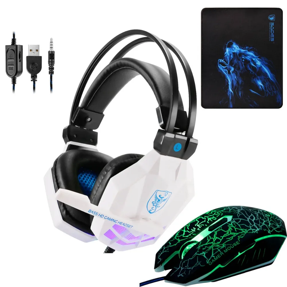 Led 3,5 мм наушники игровая гарнитура с микрофоном для геймеров ПК PS4 игры Стерео Игровые наушники с микрофоном для компьютера