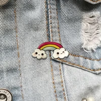 beautiful shirt brooch for girl kids cute rainbow badges cartoon acrylic lapel pin for backpacks hat coat jewelry gift