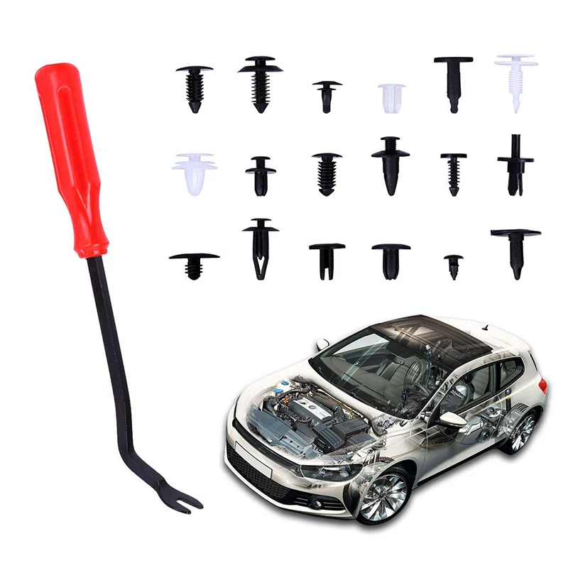 

Car Plastic Rivets Set+tie+buckle Buckle Boxed Accessories Bag Car Fast Clip Clip Screws Fastener Removal Tool Set