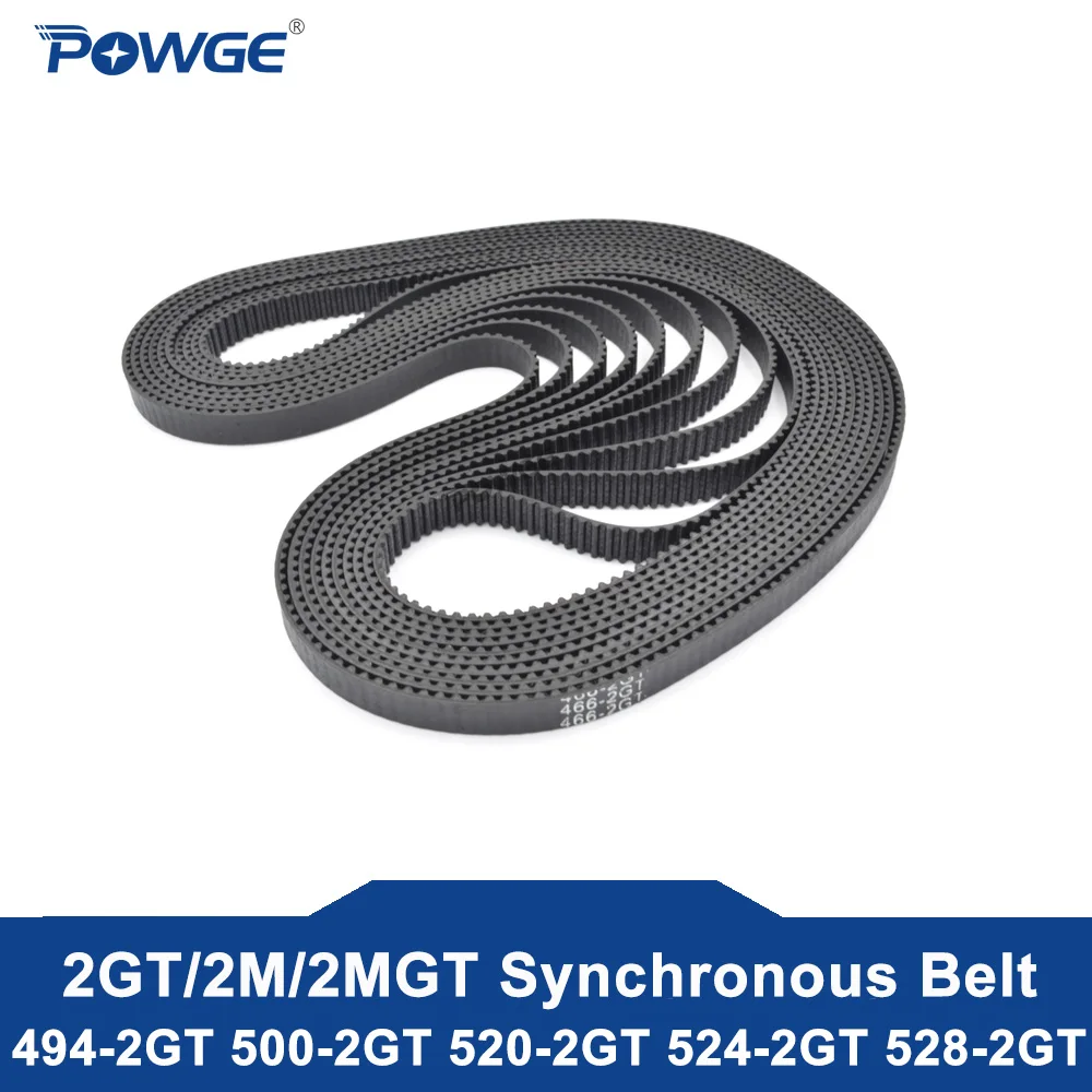 

POWGE 2MGT G2M 2GT Synchronous Timing belt Pitch length 494/500/516/520/524/528/532 width 6/9mm Rubber closed loop 3D printer