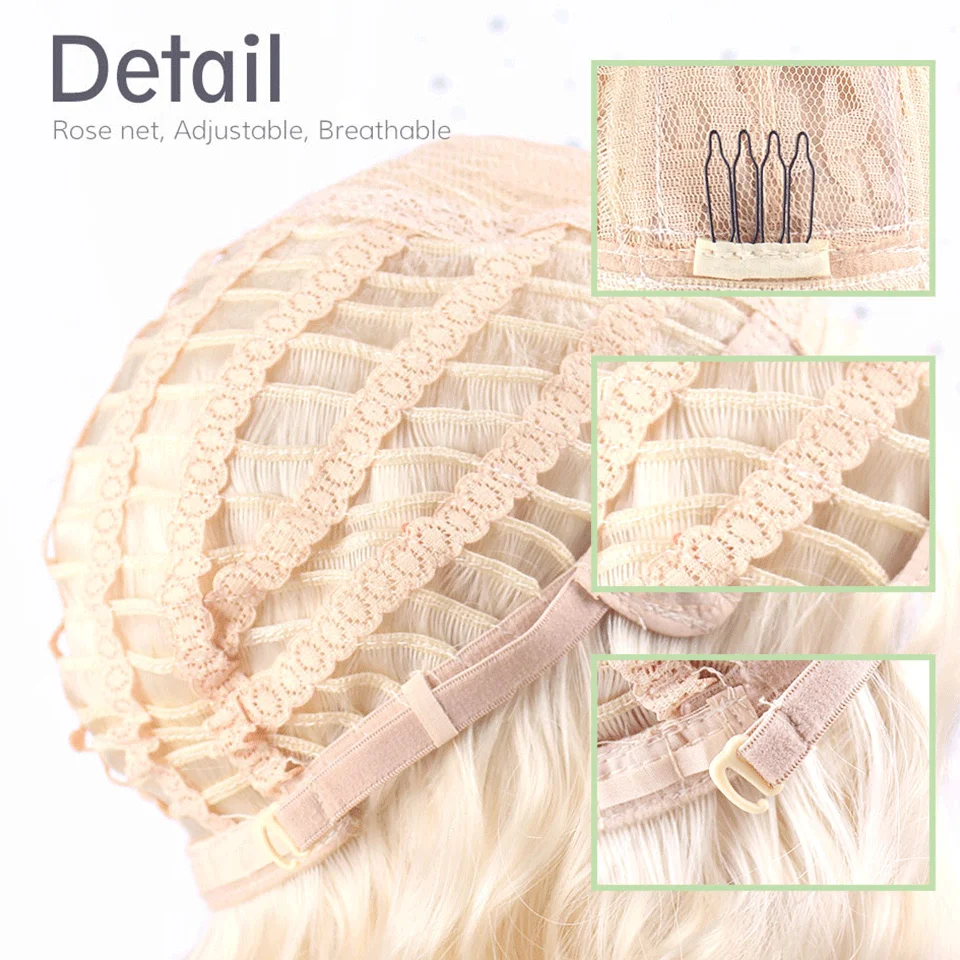 

FEEL ME HAIR Synthetic Short Bob Wigs Natural Wavy Wig With Bangs Synthetic Heat Resistant Fiber Hair Short Wigs For Black Women