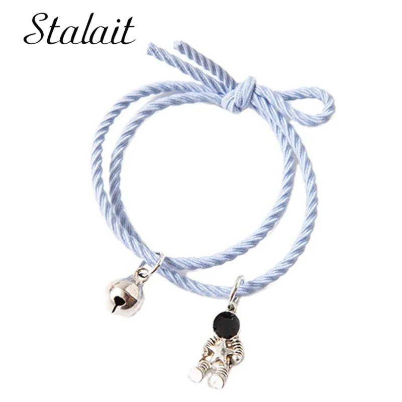 

2pcs/set Color Bells Spaceman Couples Bracelets Rainbow Gifts Friendship Stackable Magnetic Bracelet Tie Hair Beach Accessories