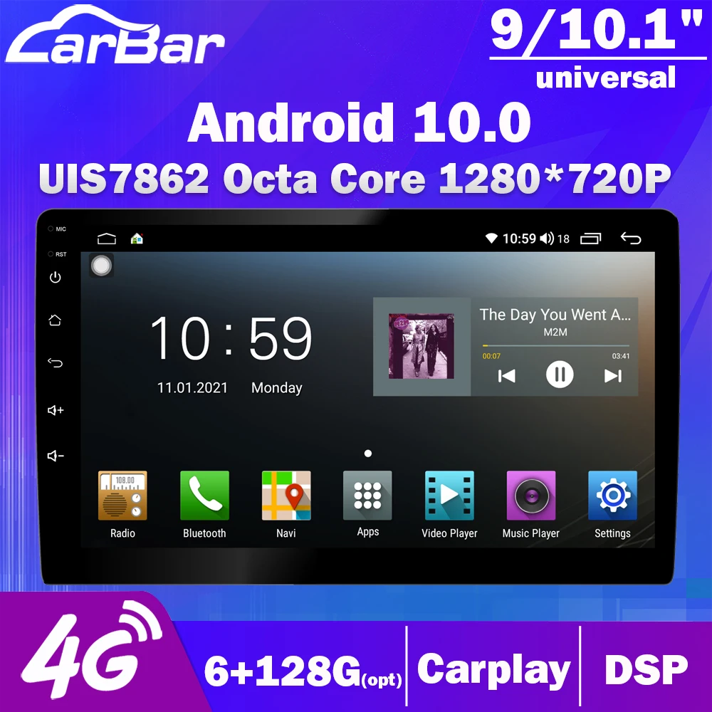 

Carbar 9" 10.1" 2 Din Universal Android 10.0 Car DVD GPS Radio Tape Recorder Stereo Multimedia Player Headunit with Carplay DSP