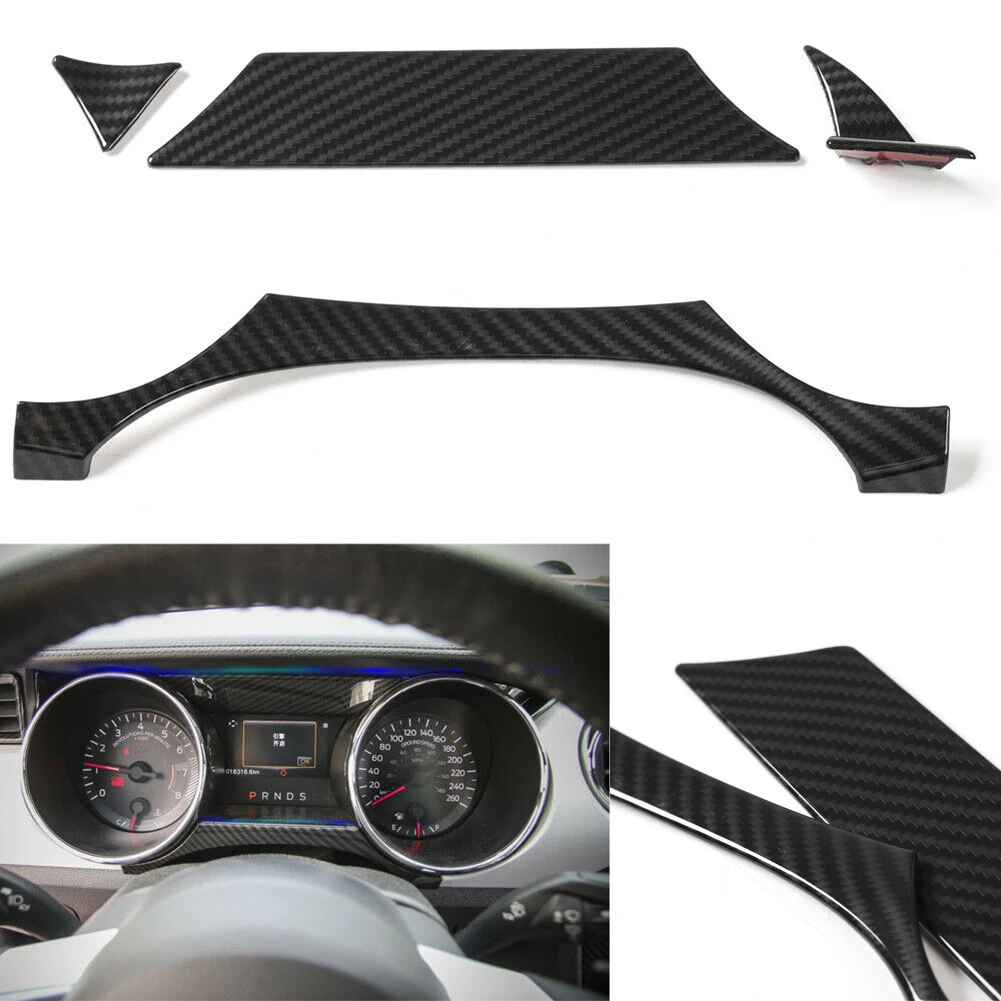 Для Ford Mustang Автомобильная приборная панель крышку коробки отделкой из углеродного волокна Стикеры рамка декоративная лента стайлинга автомобилей 4 шт./компл