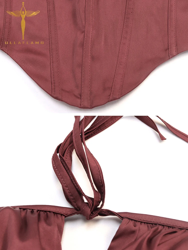 

Sexy Women's Pleated Lace-Up Crop Tops Square Collar Backless Female T-Shirts Zipper Hollow Skinny Tank Top Solid Streetwear