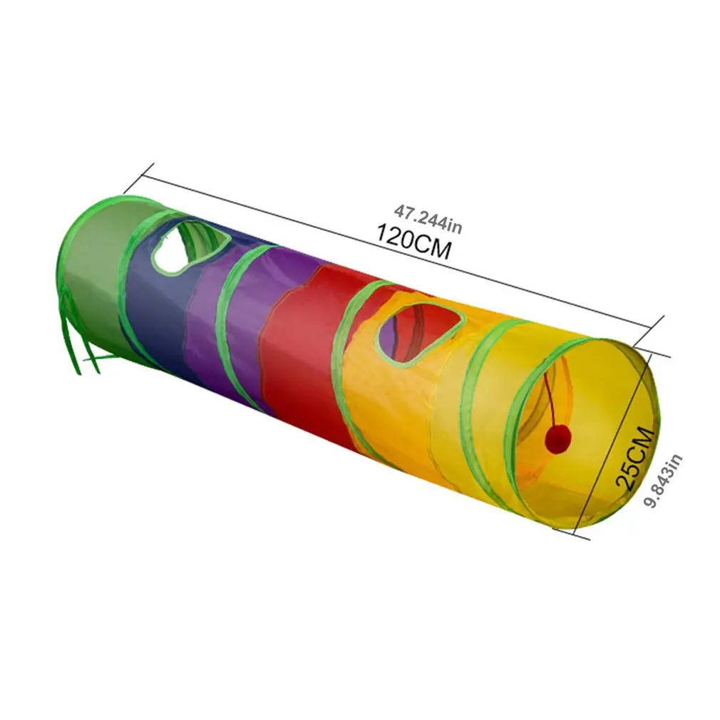 

Cat Channel Folding Rainbow Puzzle Toy 2 Holes Cat Tunnel Interactive Play Ball Pet Products Cat Toy