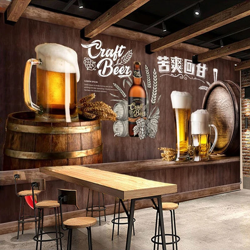 

Custom 3D Photo Wallpaper Retro Nostalgic Beer Mural Restaurant Bar KTV Winery Wall Decor Painting Wall Paper Papel De Parede