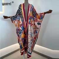 winyi 2021 new eid kaftan abaya dubai turkey muslim fashion leopard floral silk caftan islam clothing abayas for women ramadan