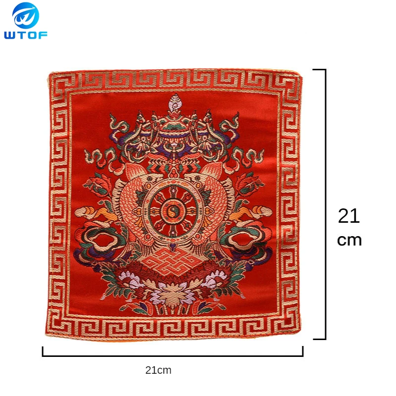 

Tibetan Embroidered Dharma Tool Mat Tantra Vajra Vajra Bell Double Embroidery Turning Gold Wheel Anti-slip Mat Gift