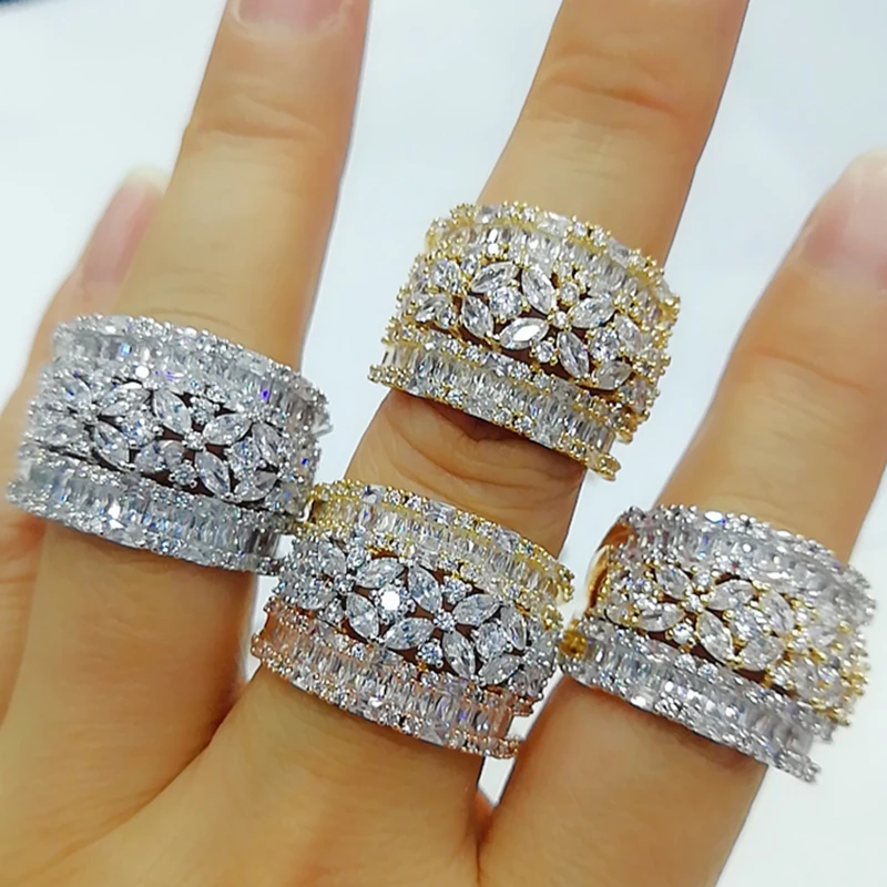 

missvikki 2020 New Gorgeous Wide Cubic Zircon Crystal Rings rings for women Noble Bridal Wedding Party Anniversary Gift Jewelry