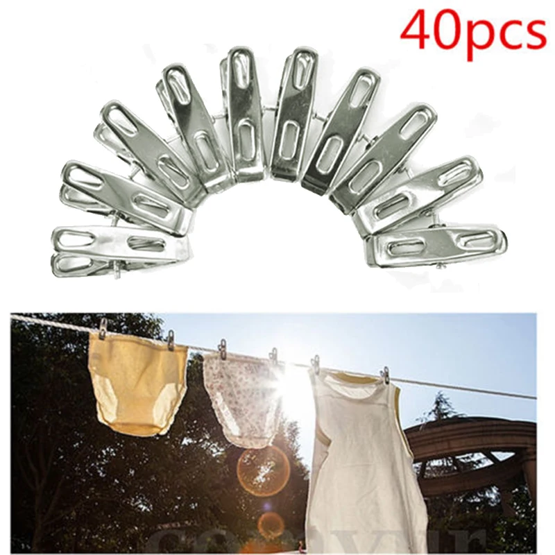 

Stainless Steel Clip Solid Non-magnetic Spring Clip 40 Sets Store Shirts Trousers Socks Quilts Etc Clip Paper Documents