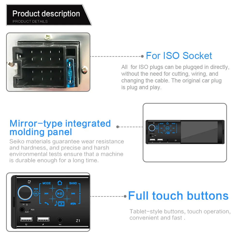 4 1 дюймов сенсорный экран автомобильное радио стерео Bluetooth U диск AUX двойной USB MP5