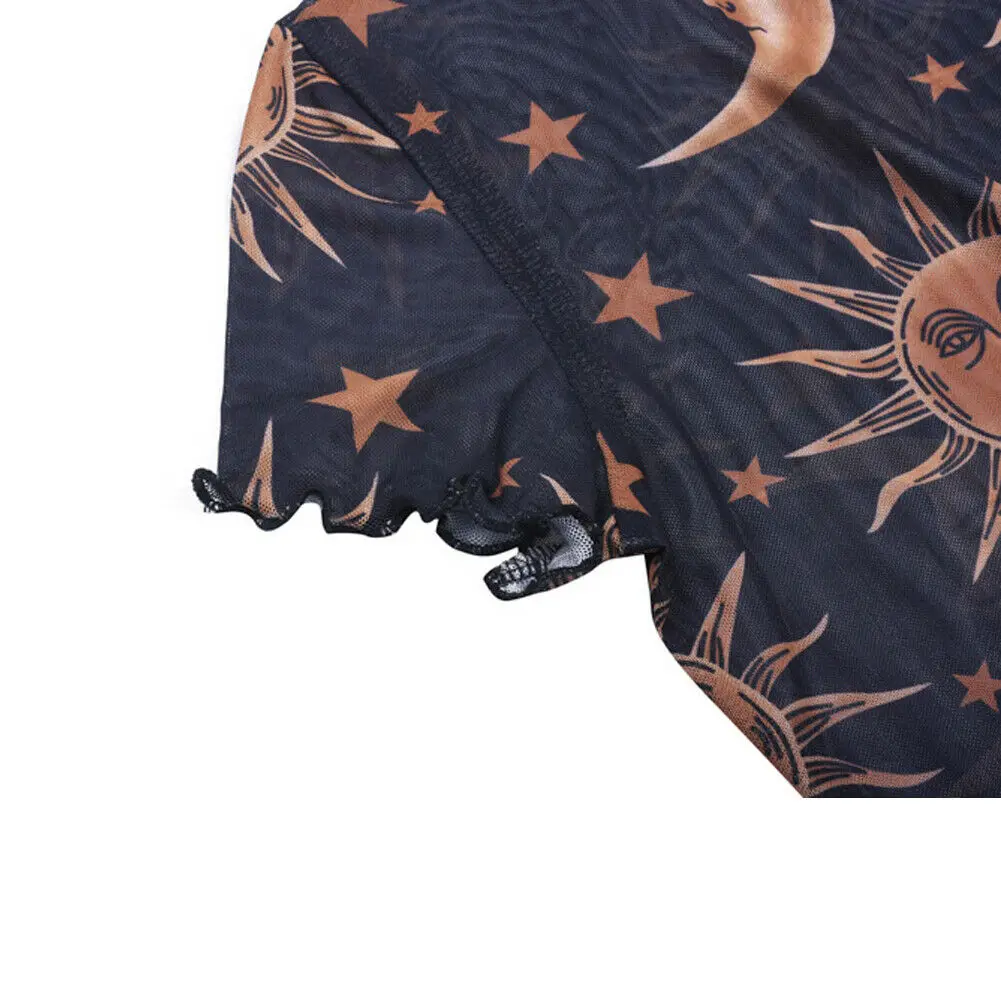 Женский прозрачный сетчатый топ Прозрачная Футболка с коротким рукавом и