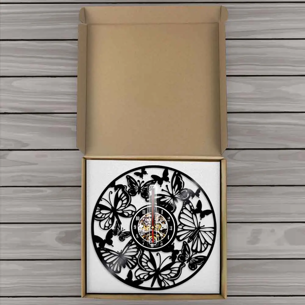 Настенные часы с крыльями ангела бабочкой домашний декор виниловые записью