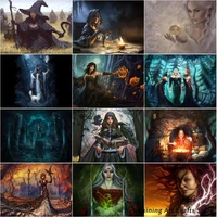 5d diy diamond painting magic witchcraft witch embroidery full round square drill cross stitch kits mosaic pictures home decor