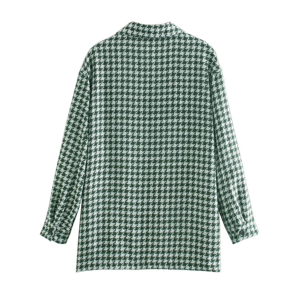 

Thick plaid shirt loose large size European and American fashion autumn and winter houndstooth fashion color matching shirt