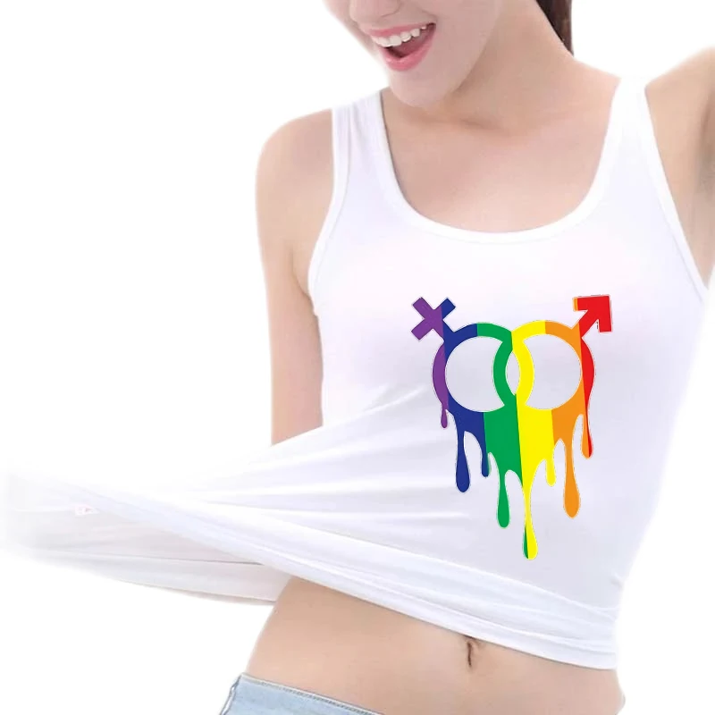 

LGBT Gay & Lesbian Trans Bisexual Pride Festival Print Long Tank Top Rainbow Flag Awesome Sexuality Celebration Sleeveless Tops