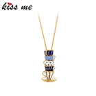 Женское винтажное ожерелье с подвеской kissme, длинное ожерелье из латуни золотого цвета в британском стиле с разноцветной эмалью, 2021