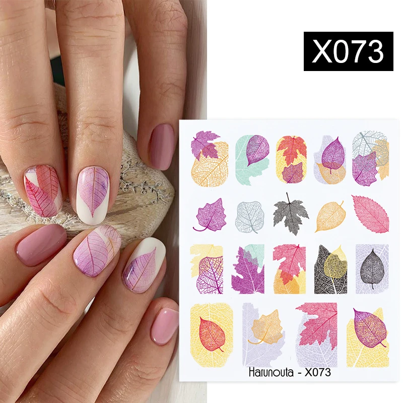 

Harunouta Abstract Lady Face Water Decals Fruit Flower Summer Leopard Alphabet Leaves Nail Stickers Water Black Leaf Sliders