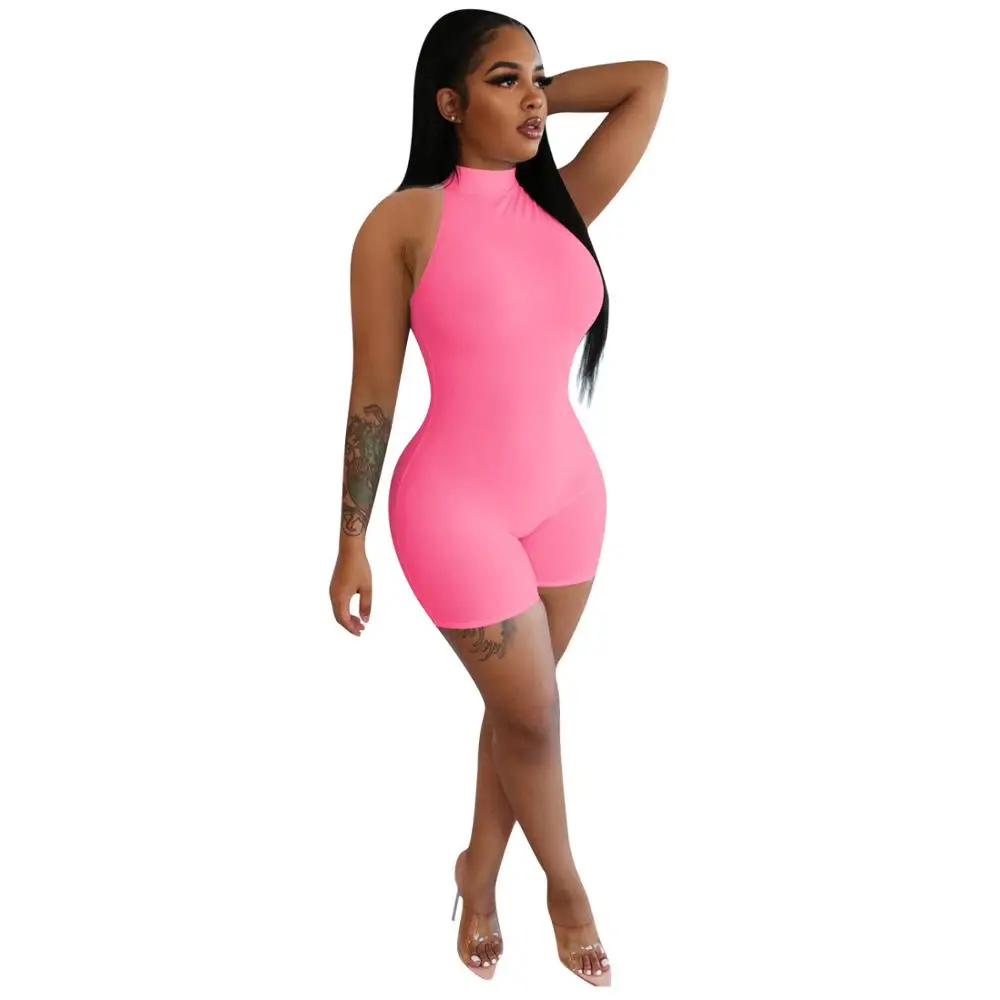 Женский однотонный спортивный комбинезон Повседневный серый черный без рукавов